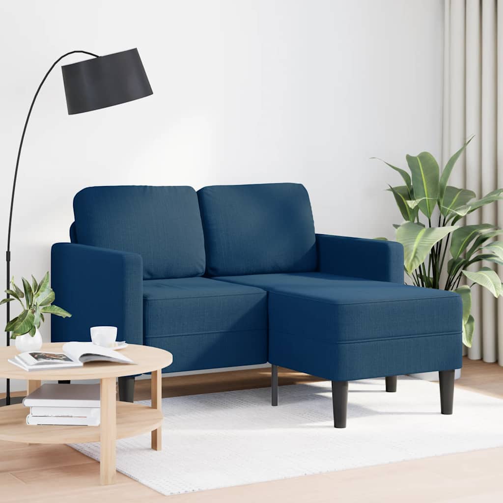 vidaXL Sofa 2-osobowa z szezlongiem w kształcie litery L, niebieska