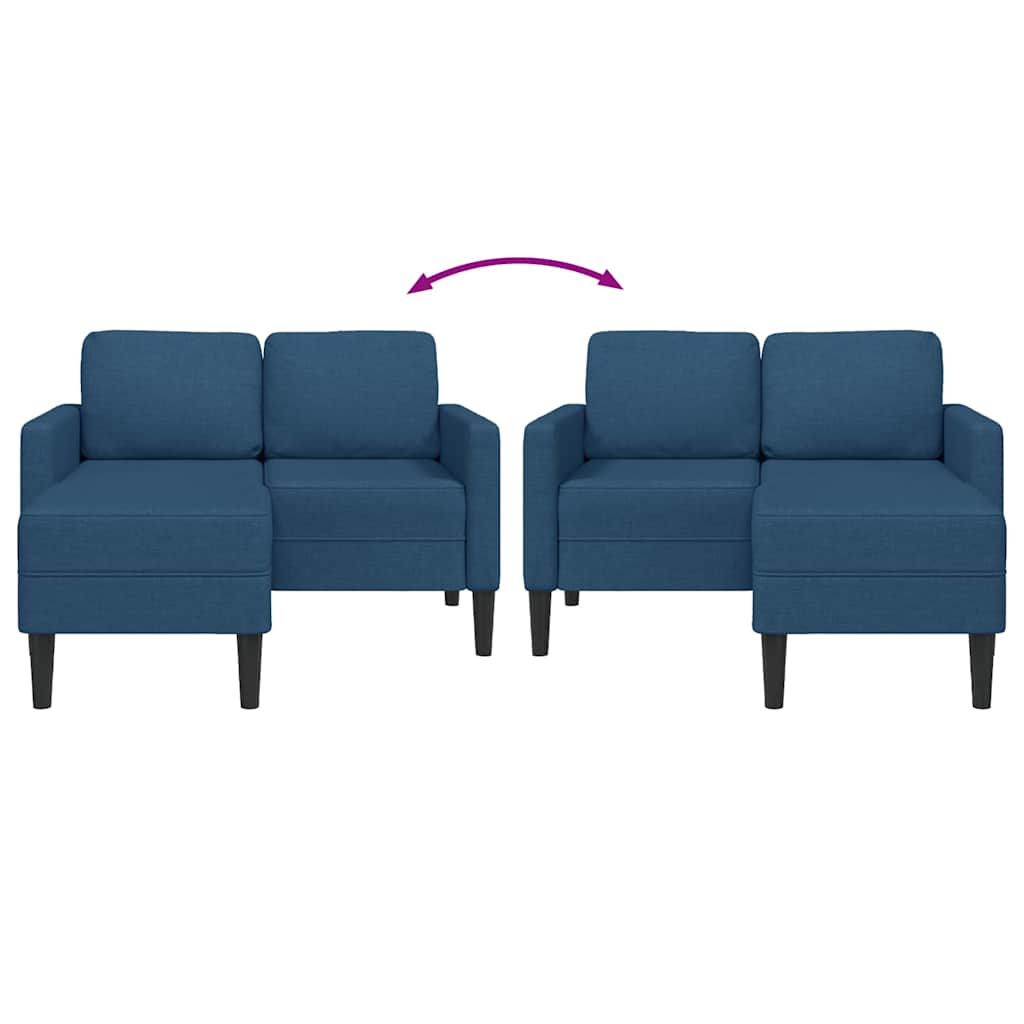 vidaXL Sofa 2-osobowa z szezlongiem w kształcie litery L, niebieska