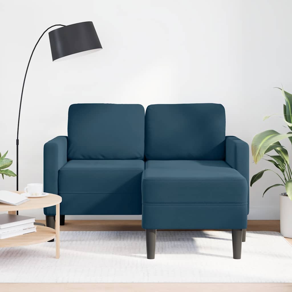 vidaXL Sofa 2-osobowa z leżanką w kształcie litery L, niebieska