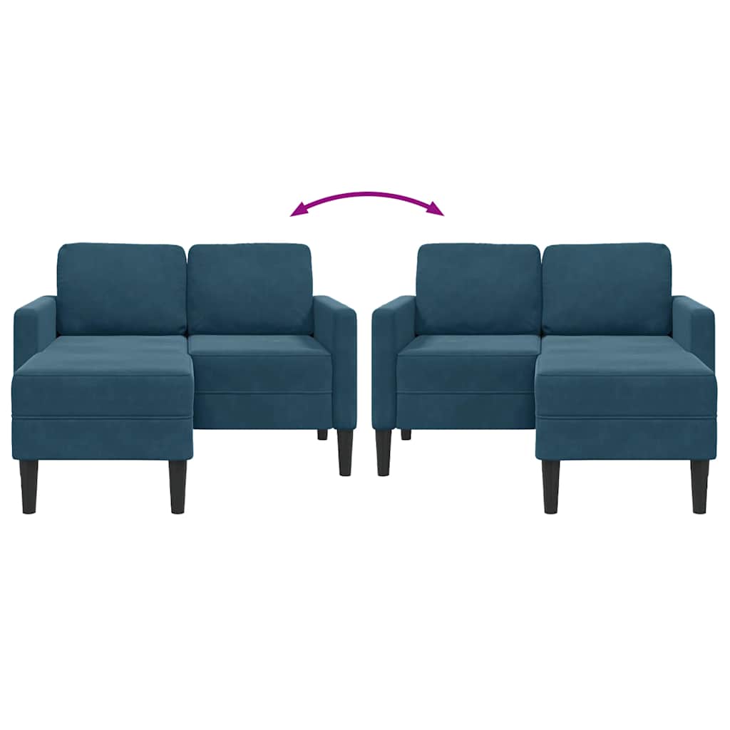 vidaXL Sofa 2-osobowa z leżanką w kształcie litery L, niebieska