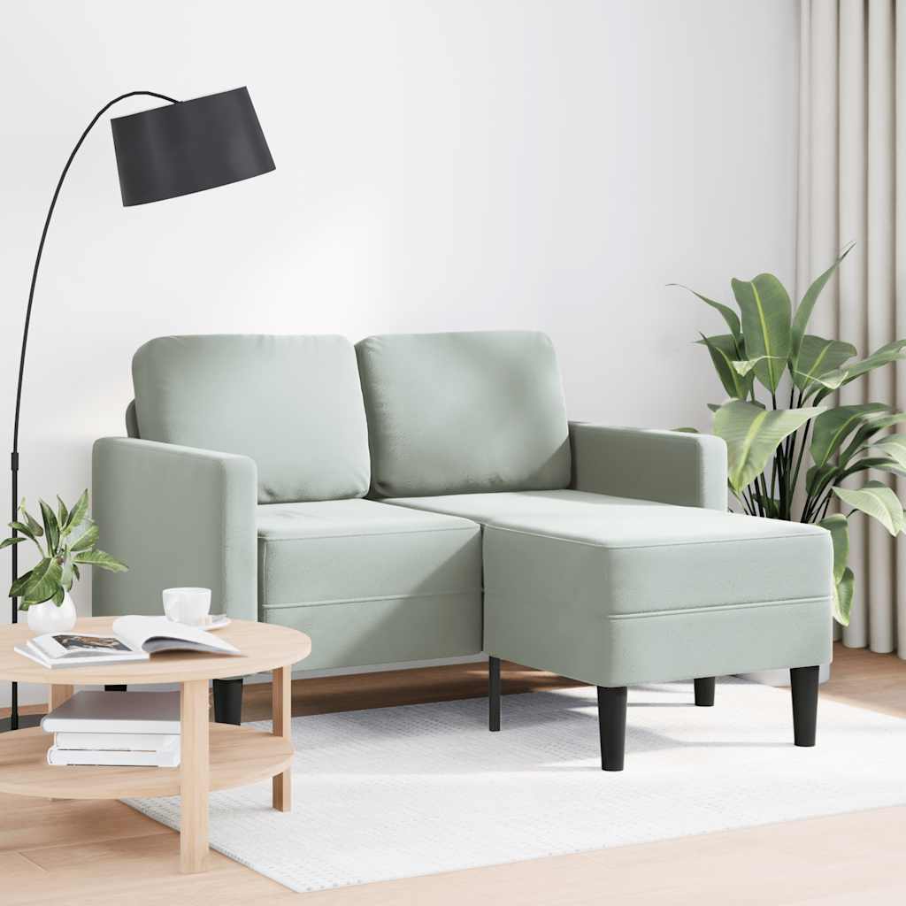 vidaXL Sofa 2-osobowa z szezlongiem w kształcie litery L, jasnoszara