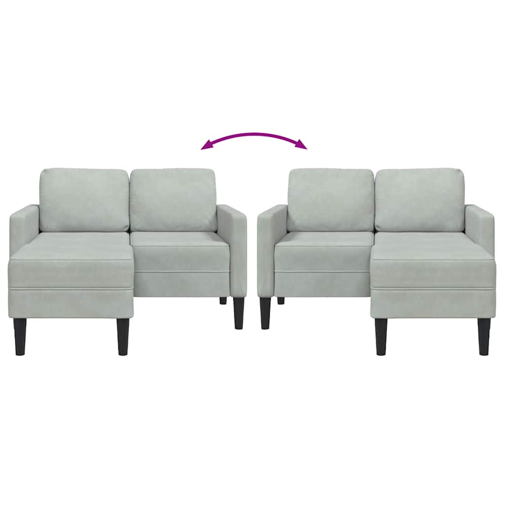vidaXL Sofa 2-osobowa z szezlongiem w kształcie litery L, jasnoszara