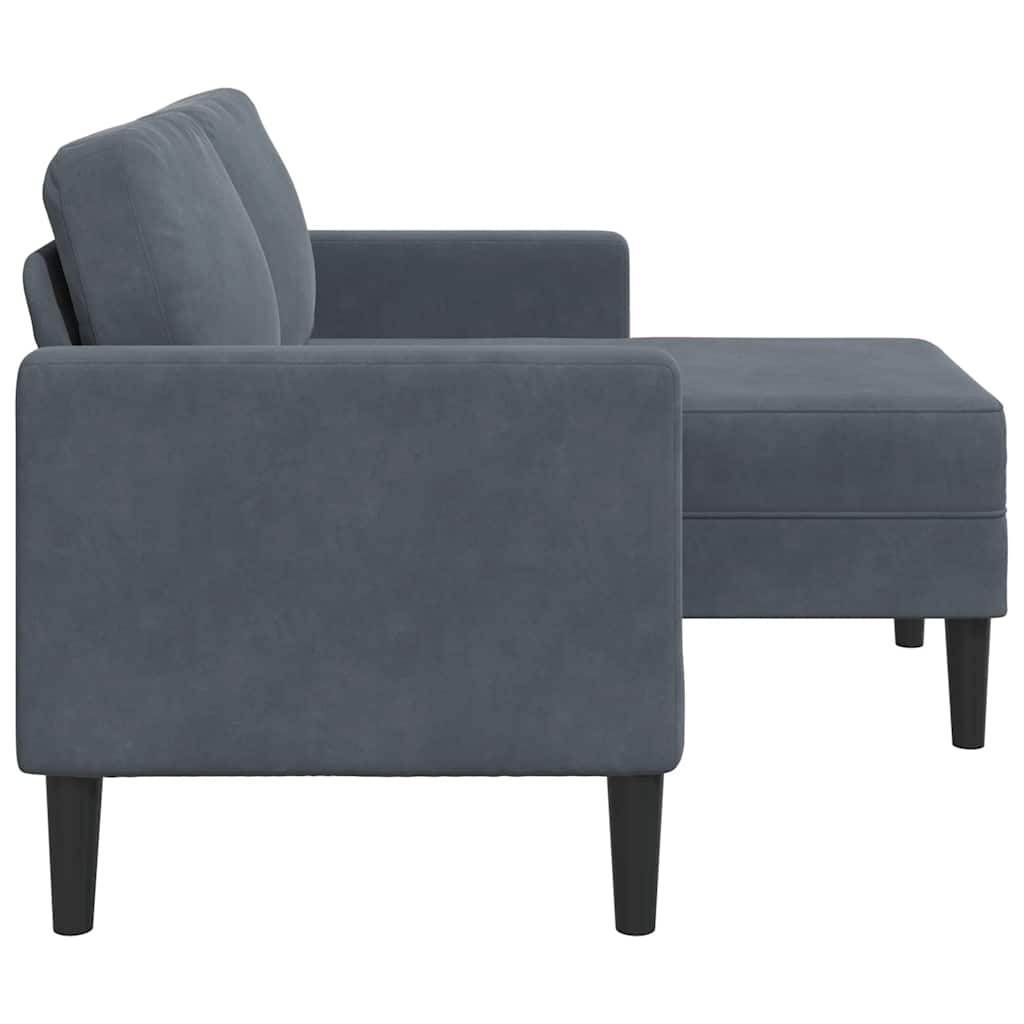 vidaXL Sofa 2-osobowa z szezlongiem w kształcie litery L Ciemnoszara