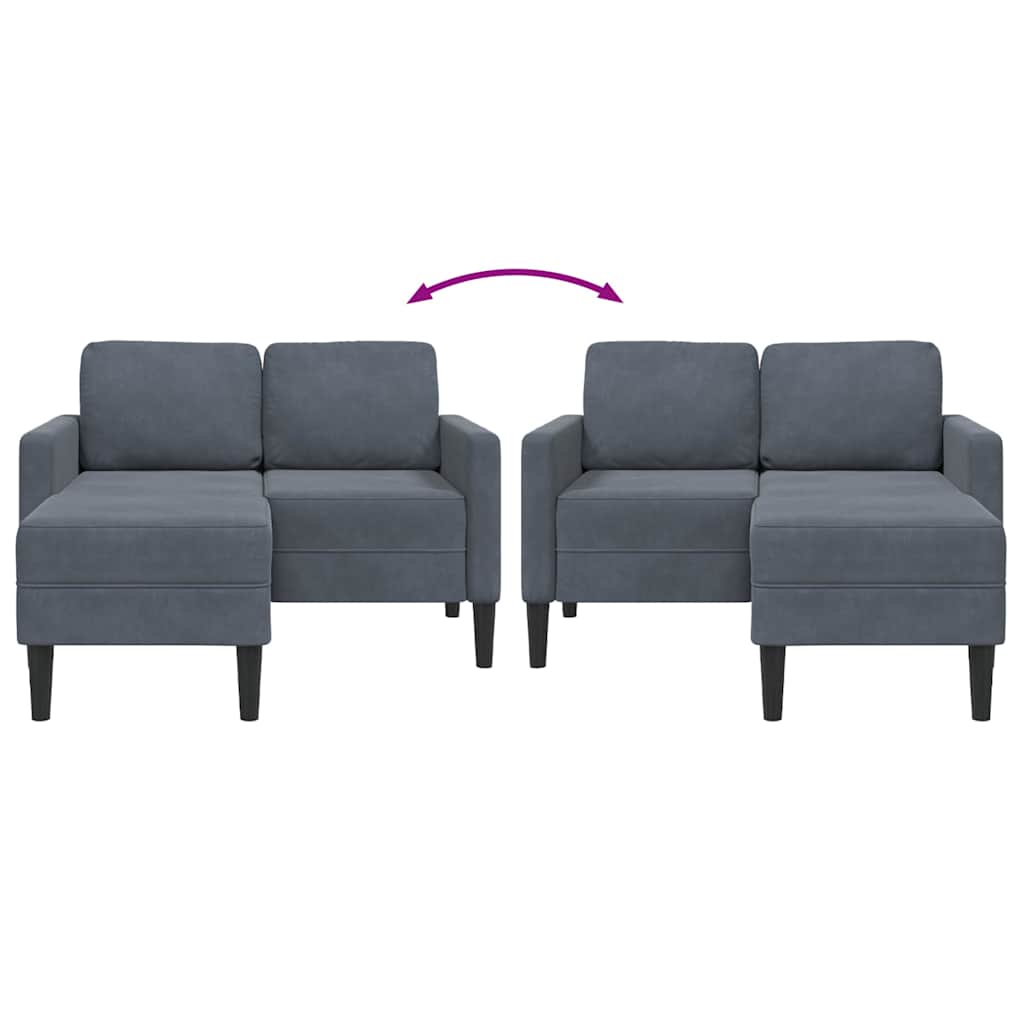 vidaXL Sofa 2-osobowa z szezlongiem w kształcie litery L Ciemnoszara