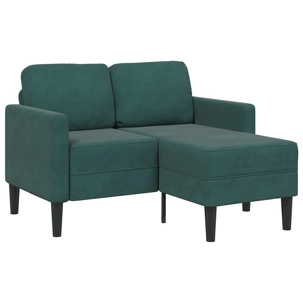 vidaXL Sofa 2-osobowa z szezlongiem w kształcie litery L Ciemnozielona