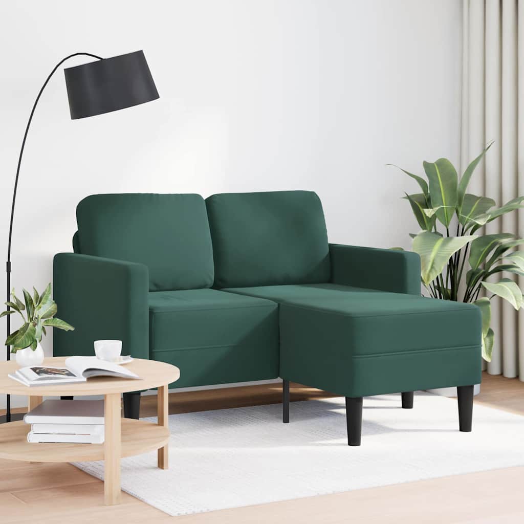 vidaXL Sofa 2-osobowa z szezlongiem w kształcie litery L Ciemnozielona