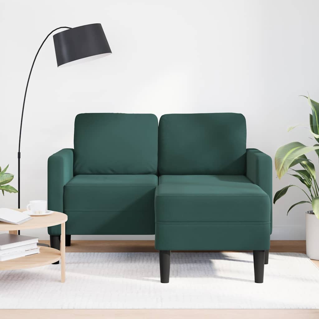 vidaXL Sofa 2-osobowa z szezlongiem w kształcie litery L Ciemnozielona