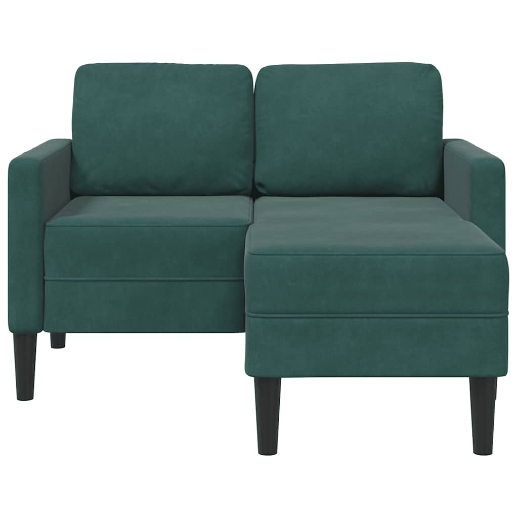 vidaXL Sofa 2-osobowa z szezlongiem w kształcie litery L Ciemnozielona