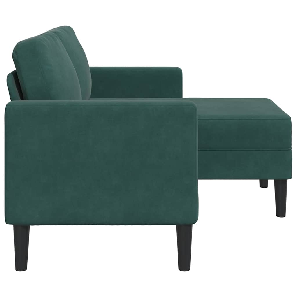 vidaXL Sofa 2-osobowa z szezlongiem w kształcie litery L Ciemnozielona