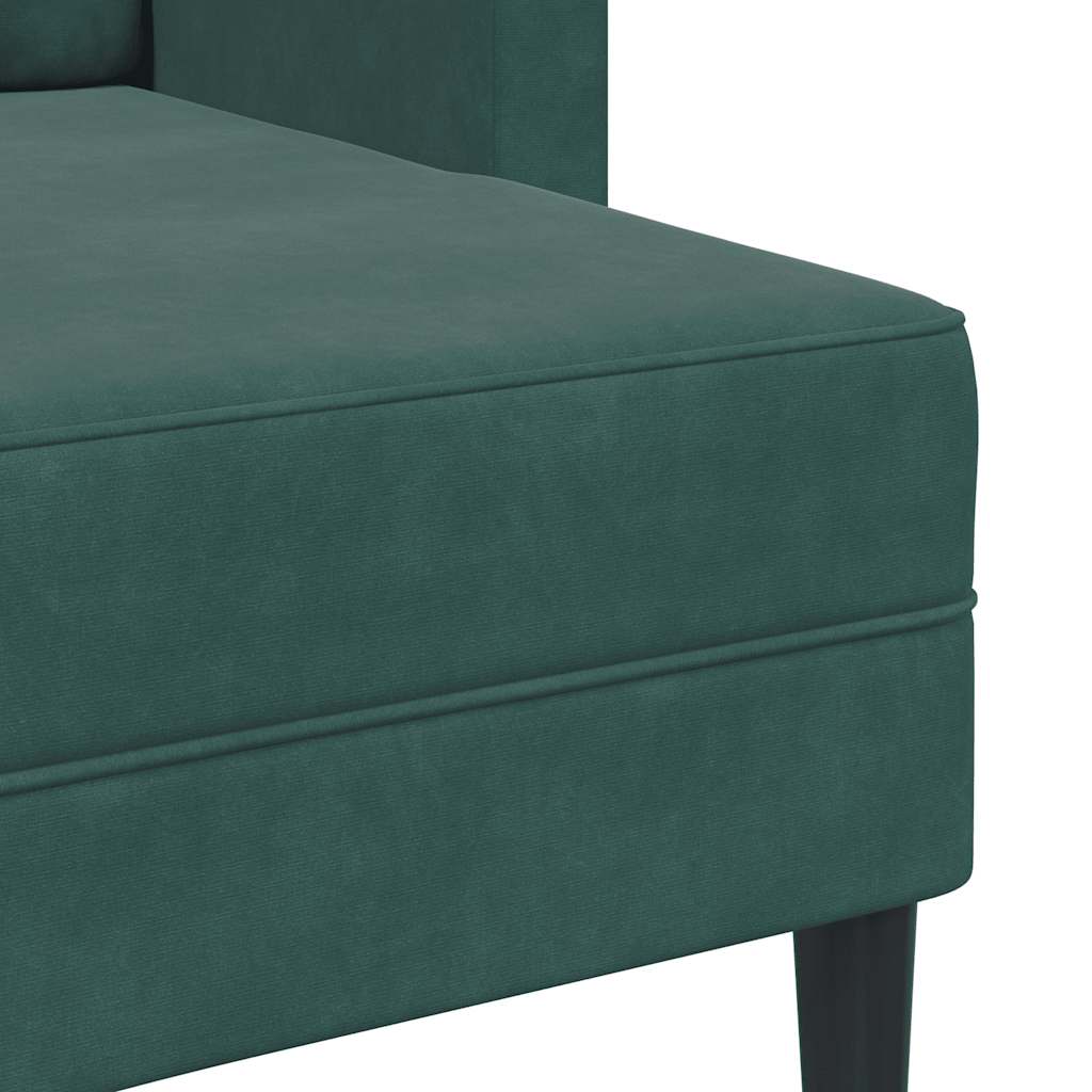 vidaXL Sofa 2-osobowa z szezlongiem w kształcie litery L Ciemnozielona