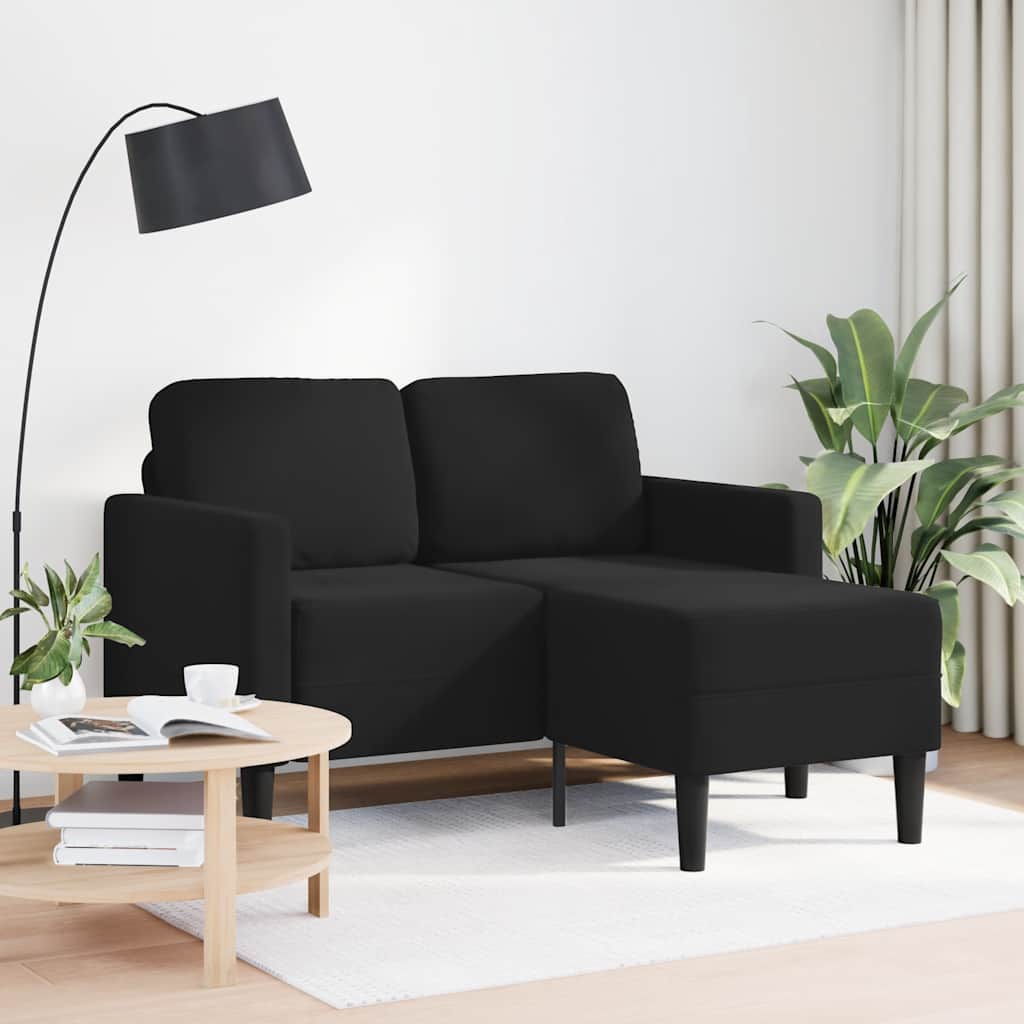 vidaXL Sofa 2-osobowa z szezlongiem w kształcie litery L, czarna, 125 cm, aksamitna