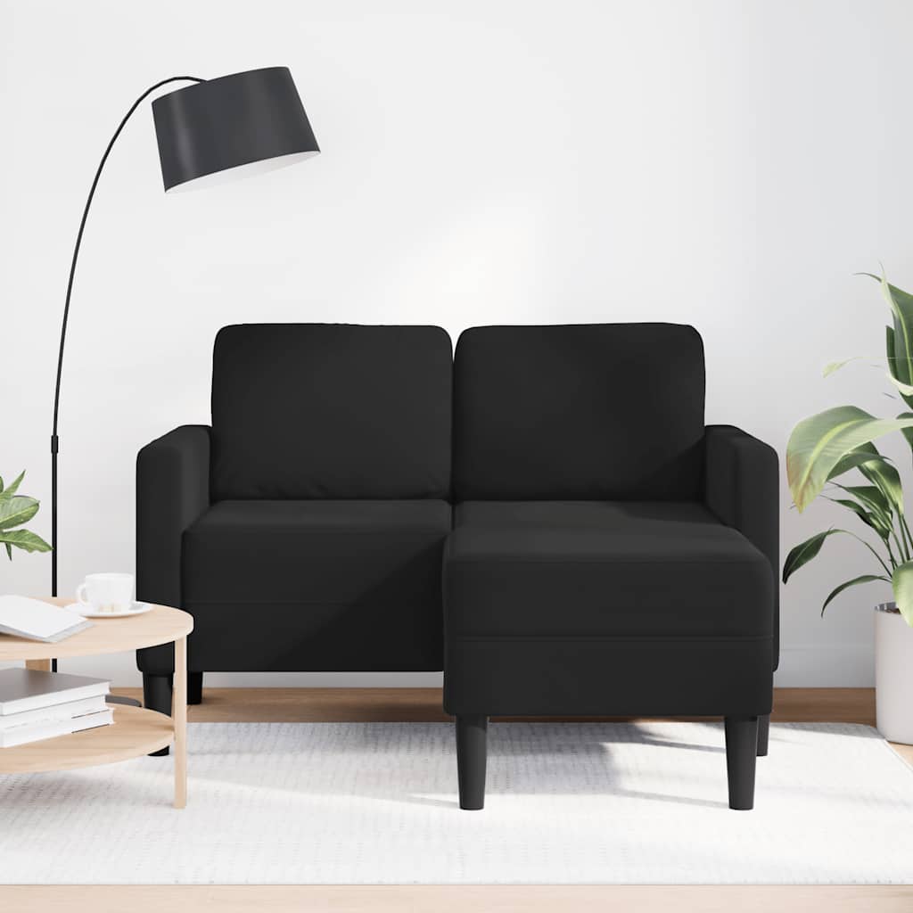vidaXL Sofa 2-osobowa z szezlongiem w kształcie litery L, czarna, 125 cm, aksamitna