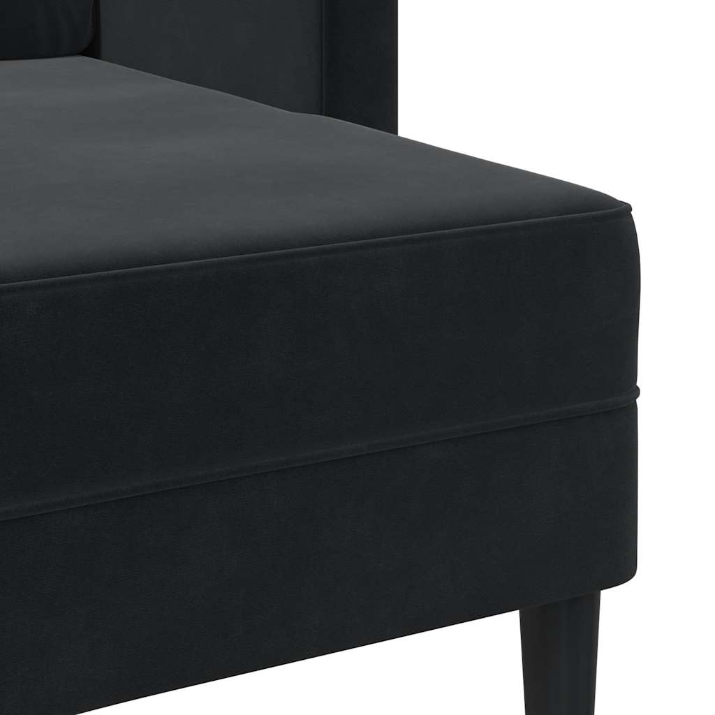 vidaXL Sofa 2-osobowa z szezlongiem w kształcie litery L, czarna, 125 cm, aksamitna