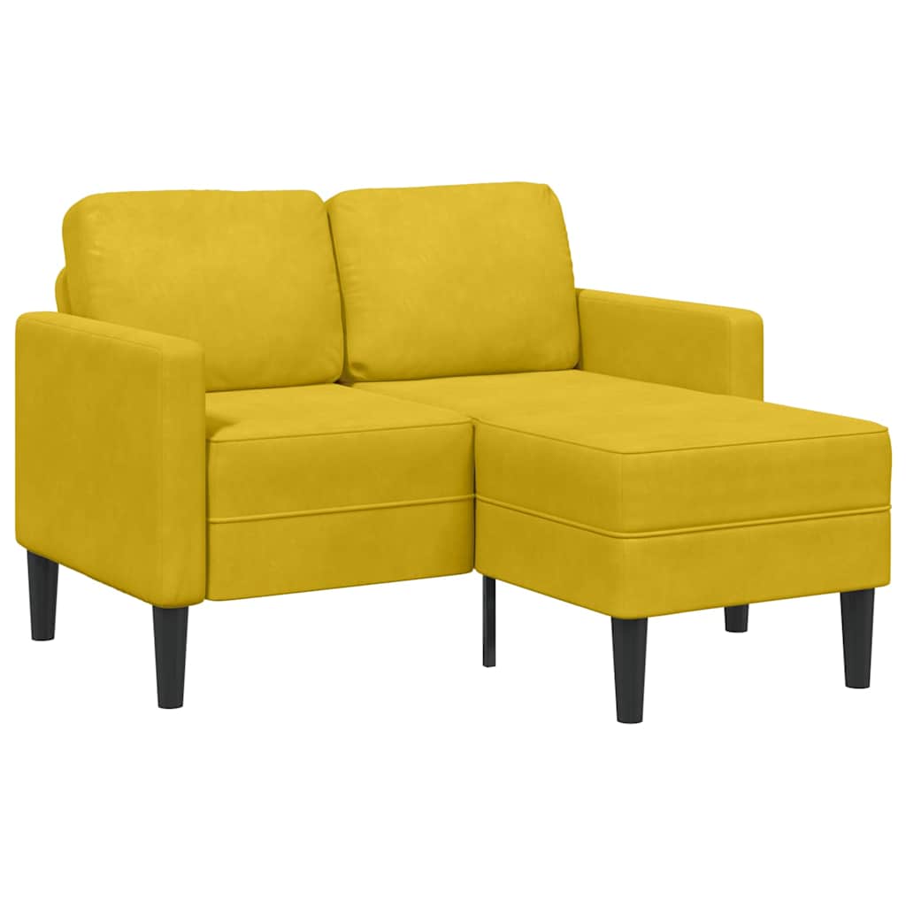 vidaXL Sofa 2-osobowa z szezlongiem w kształcie litery L, żółta, 125cm