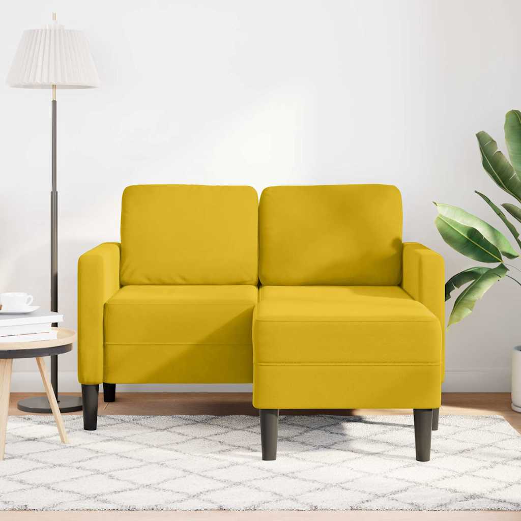 vidaXL Sofa 2-osobowa z szezlongiem w kształcie litery L, żółta, 125cm