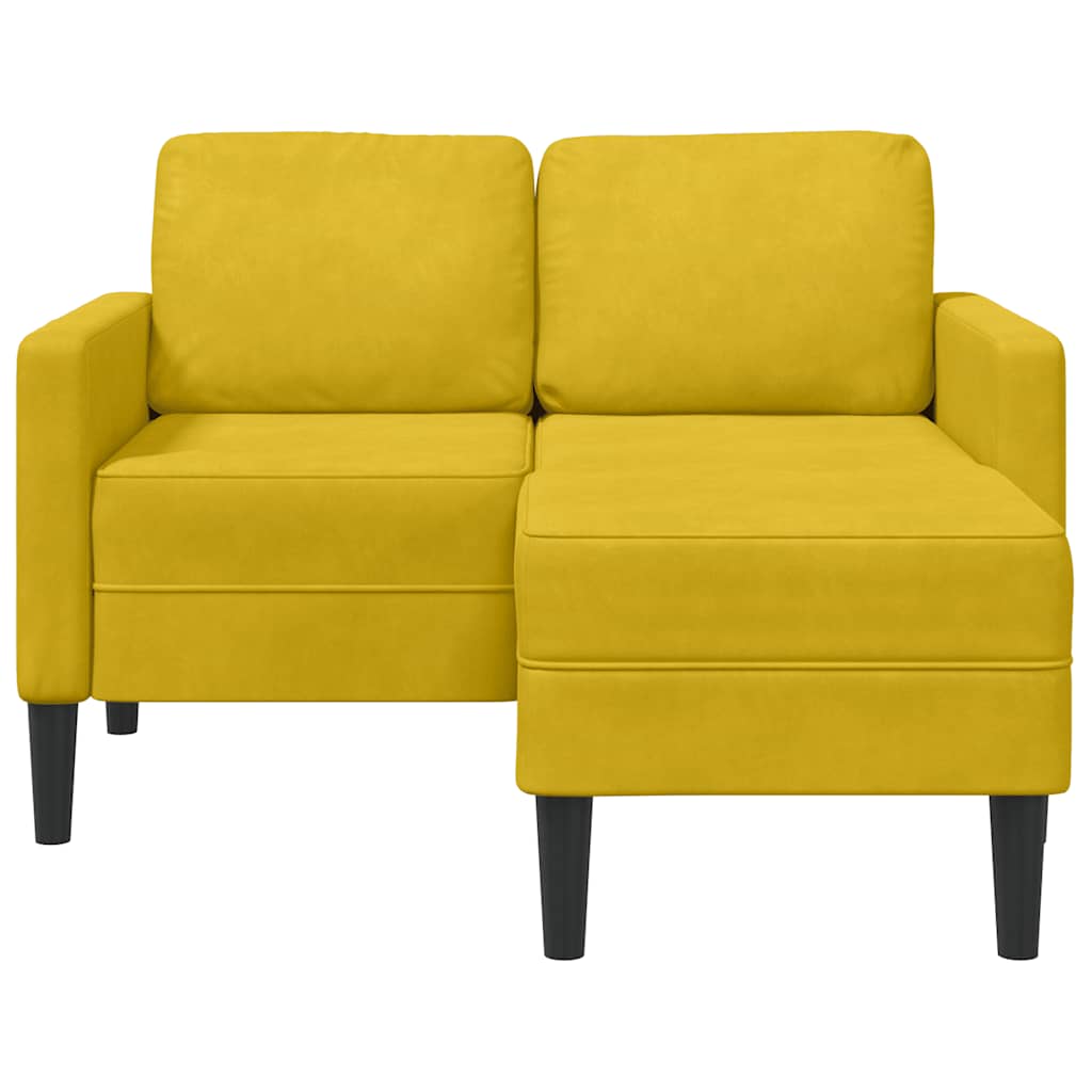 vidaXL Sofa 2-osobowa z szezlongiem w kształcie litery L, żółta, 125cm