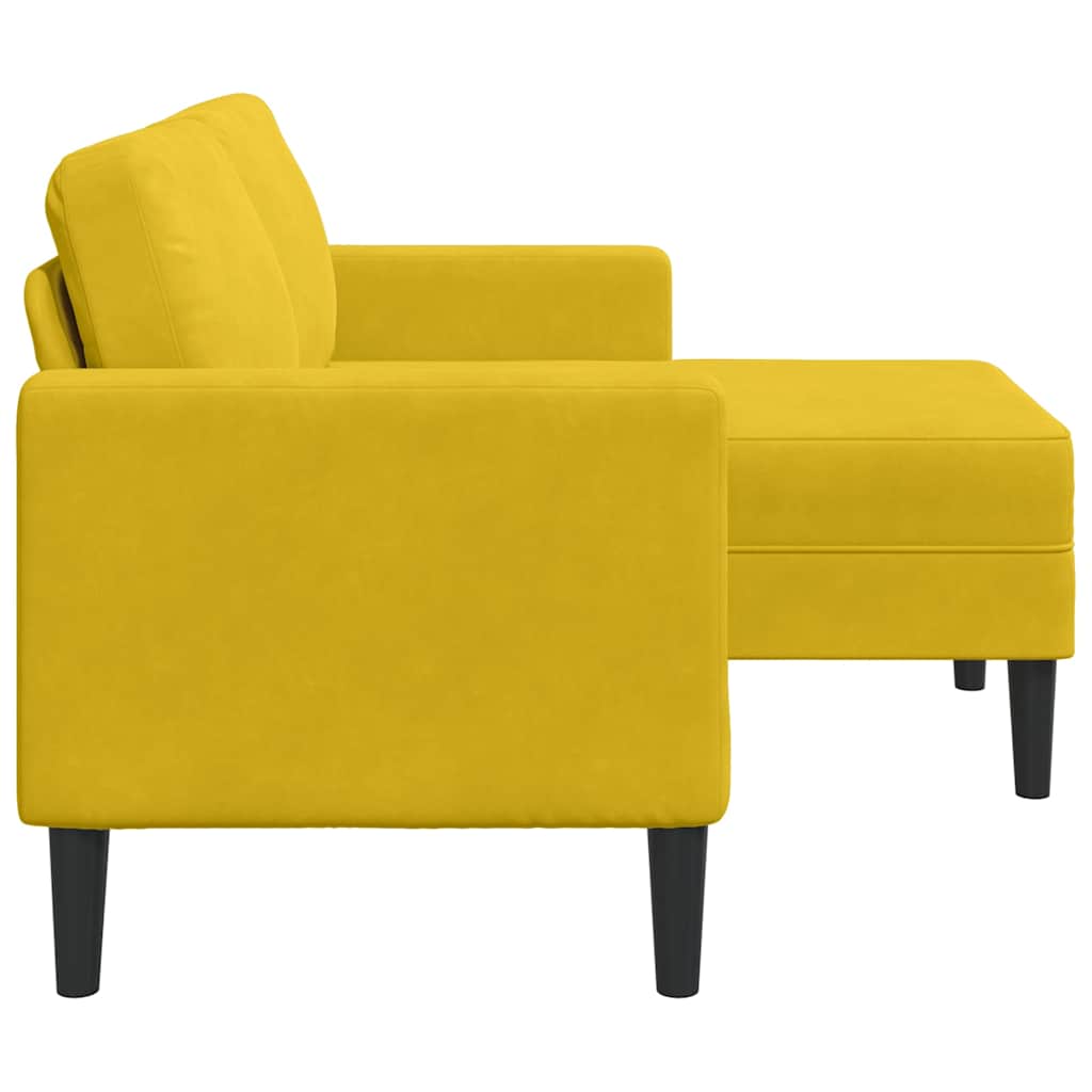 vidaXL Sofa 2-osobowa z szezlongiem w kształcie litery L, żółta, 125cm