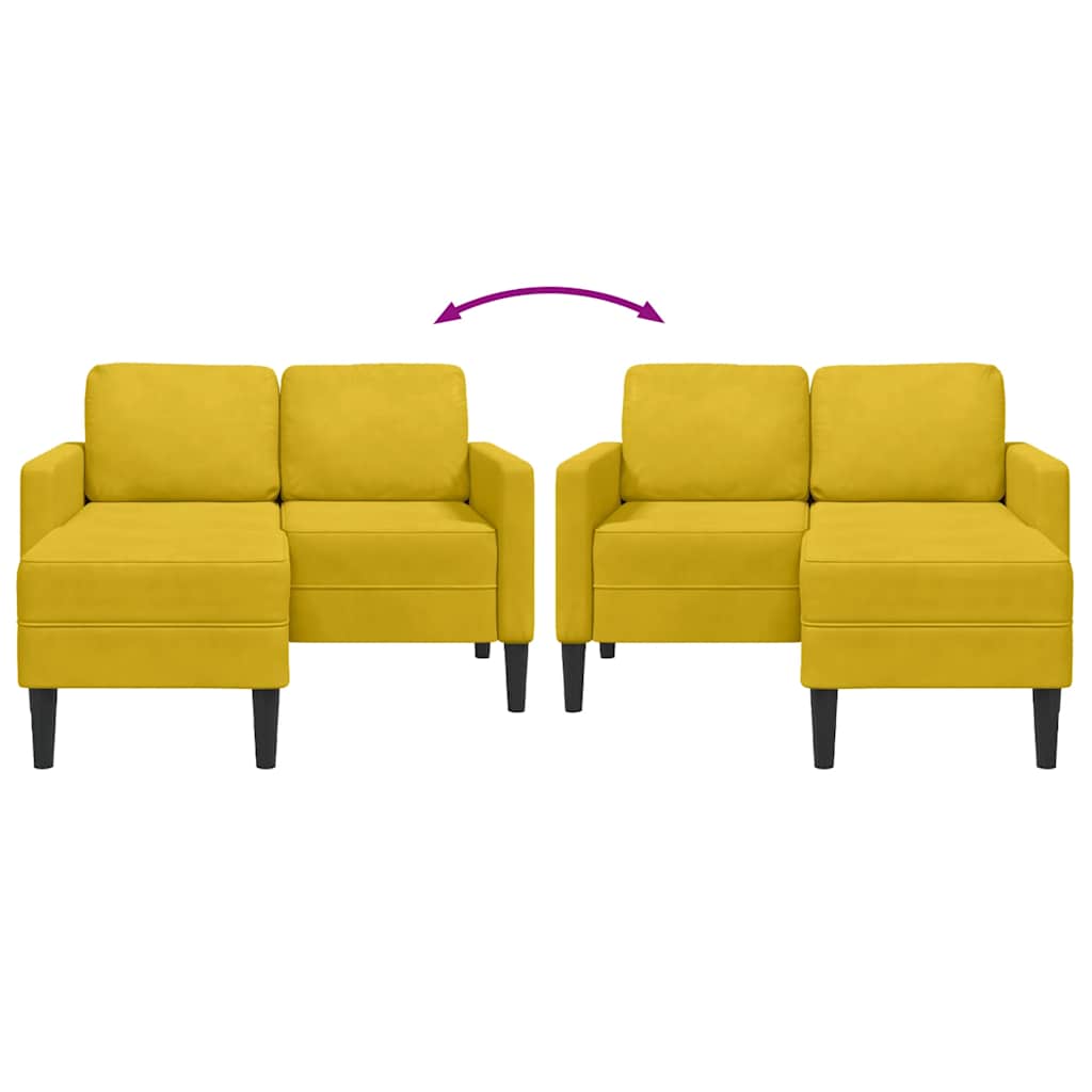 vidaXL Sofa 2-osobowa z szezlongiem w kształcie litery L, żółta, 125cm