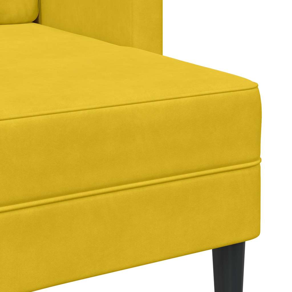 vidaXL Sofa 2-osobowa z szezlongiem w kształcie litery L, żółta, 125cm
