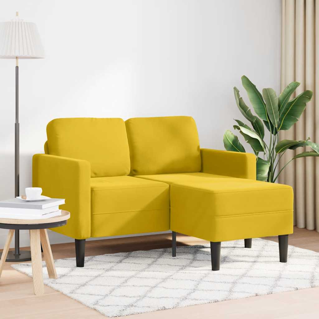 vidaXL Sofa 2-osobowa z szezlongiem w kształcie litery L, żółta, 125cm