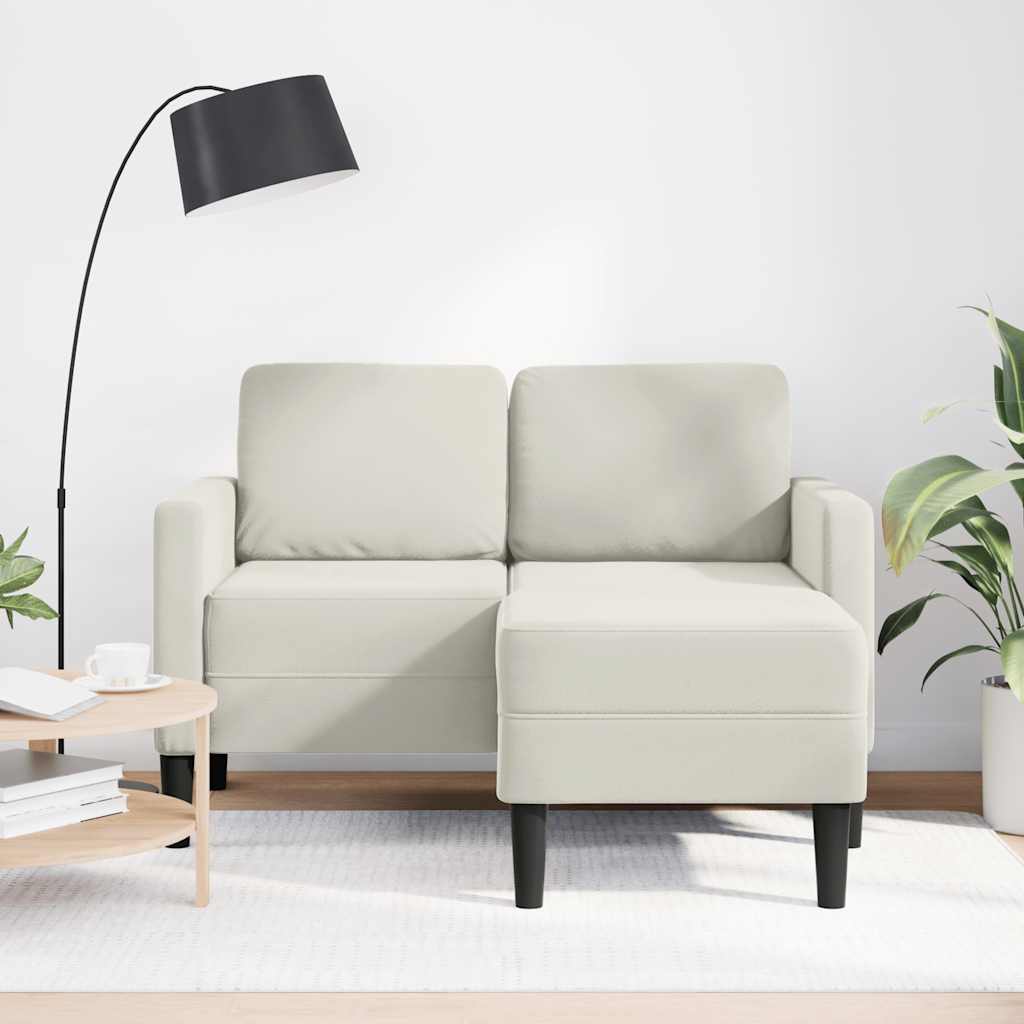 vidaXL Sofa 2-osobowa z leżanką w kształcie litery L Kremowa 125 cm