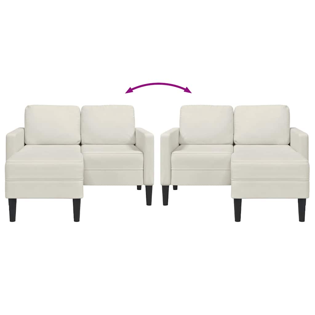 vidaXL Sofa 2-osobowa z leżanką w kształcie litery L Kremowa 125 cm