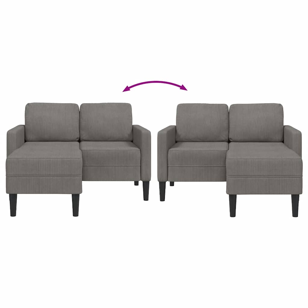 vidaXL Sofa 2-osobowa z szezlongiem w kształcie litery L, jasnoszara