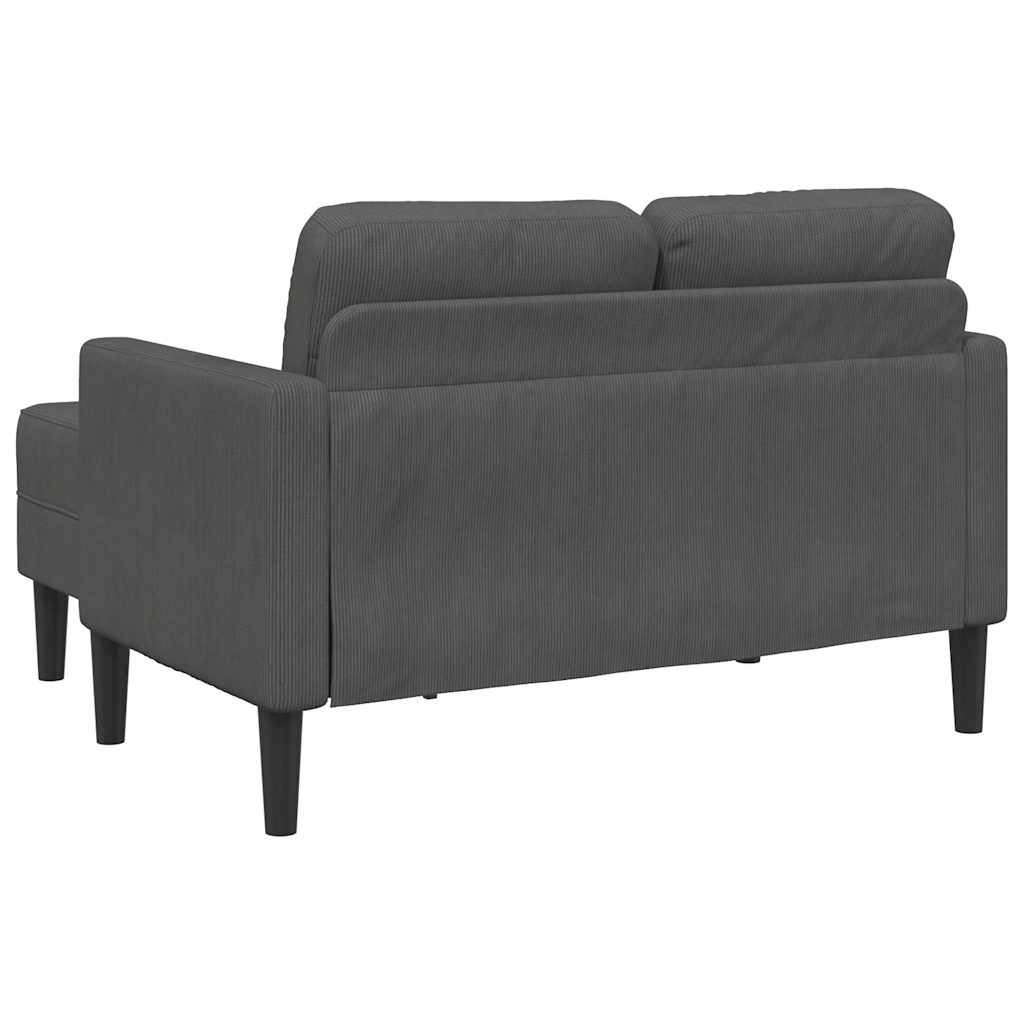 vidaXL Sofa 2-osobowa z szezlongiem w kształcie litery L, ciemnoszara, 125 cm, len