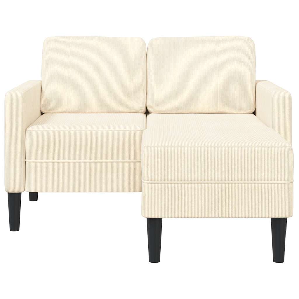 vidaXL Sofa 2-osobowa z leżanką w kształcie litery L, kremowa, 125 cm