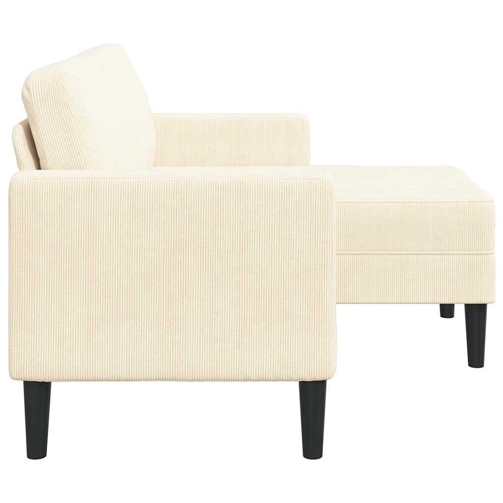 vidaXL Sofa 2-osobowa z leżanką w kształcie litery L, kremowa, 125 cm