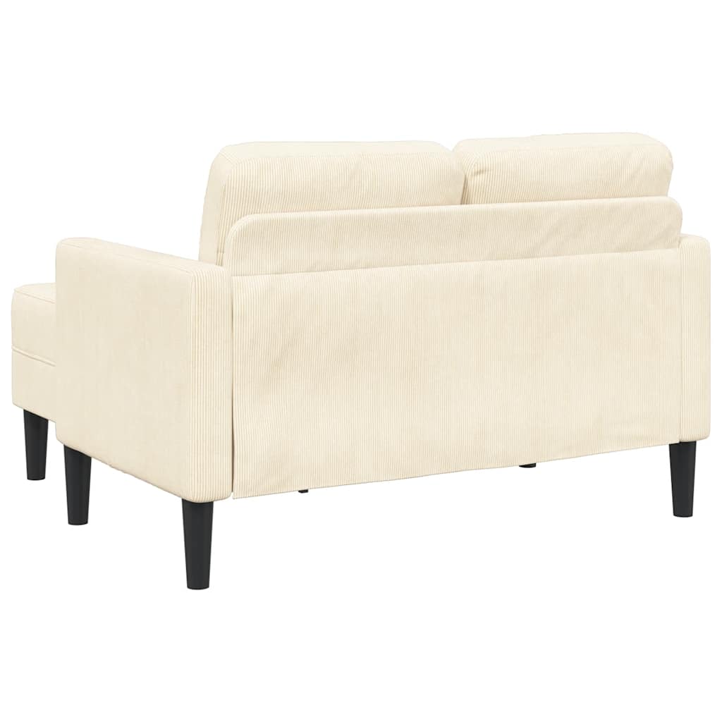 vidaXL Sofa 2-osobowa z leżanką w kształcie litery L, kremowa, 125 cm