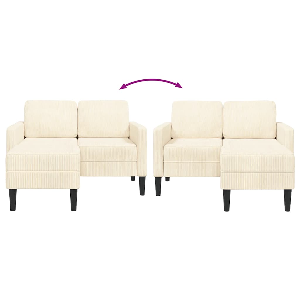 vidaXL Sofa 2-osobowa z leżanką w kształcie litery L, kremowa, 125 cm