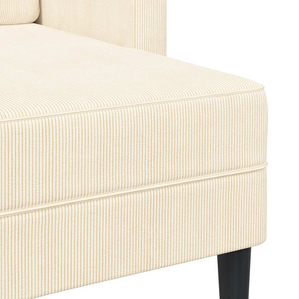 vidaXL Sofa 2-osobowa z leżanką w kształcie litery L, kremowa, 125 cm