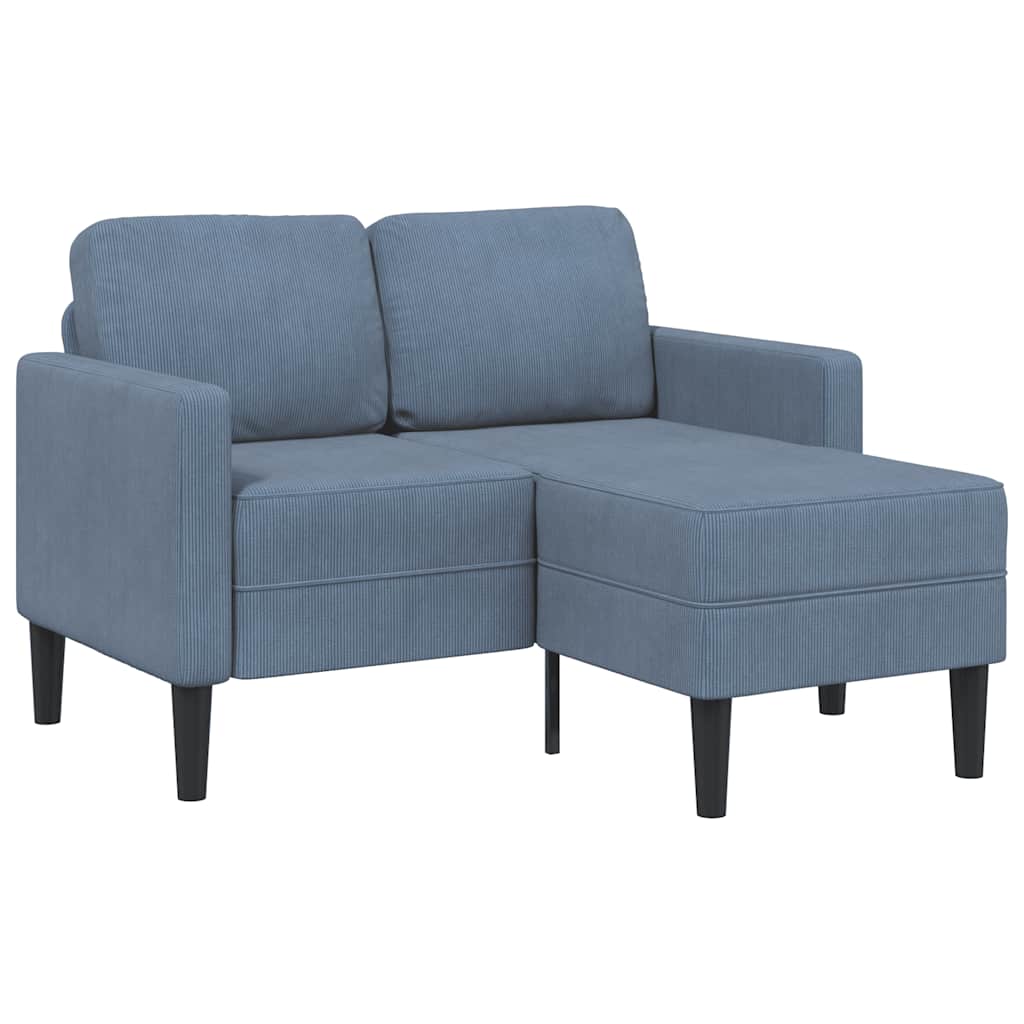 vidaXL Sofa 2-osobowa z leżanką w kształcie litery L, niebieska