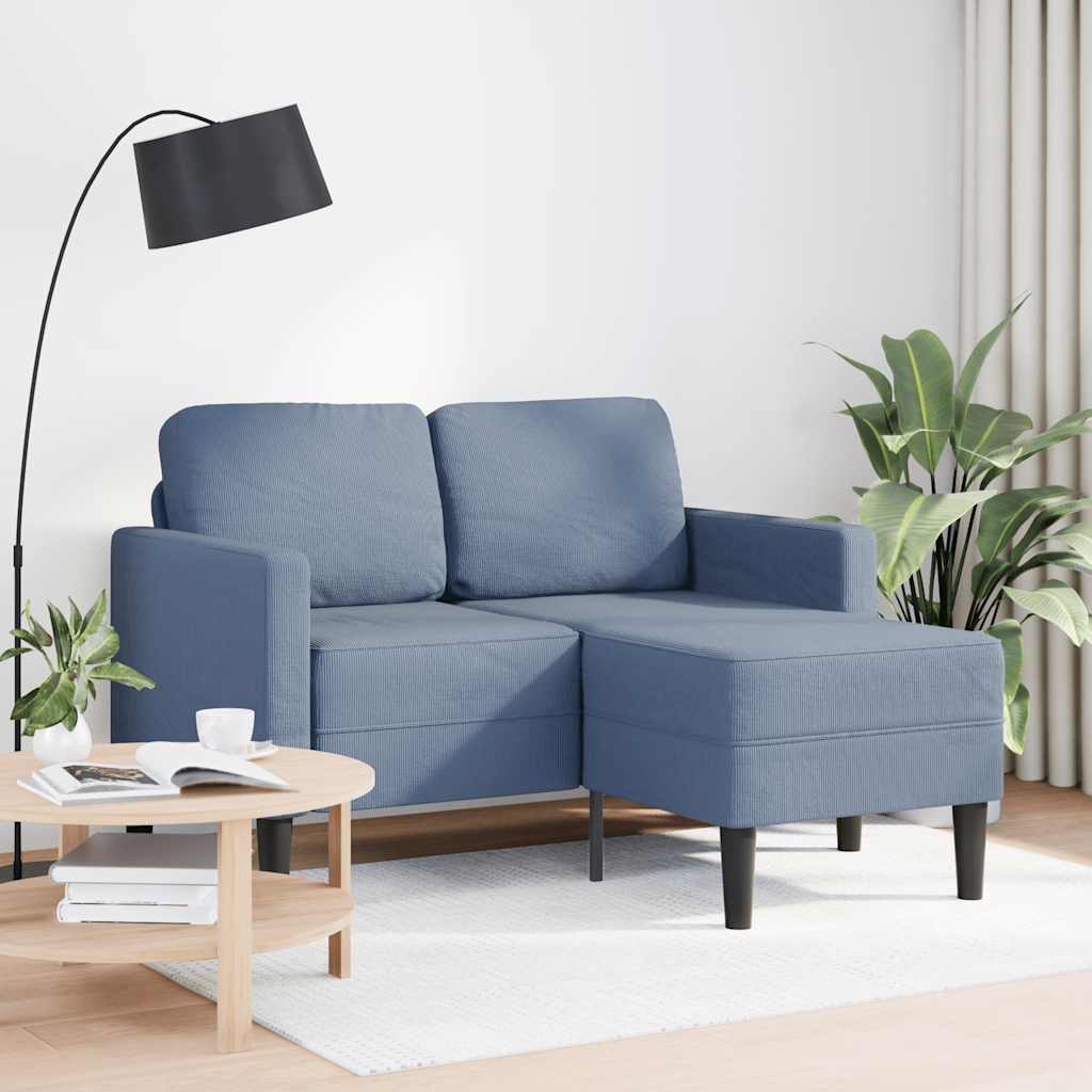 vidaXL Sofa 2-osobowa z leżanką w kształcie litery L, niebieska