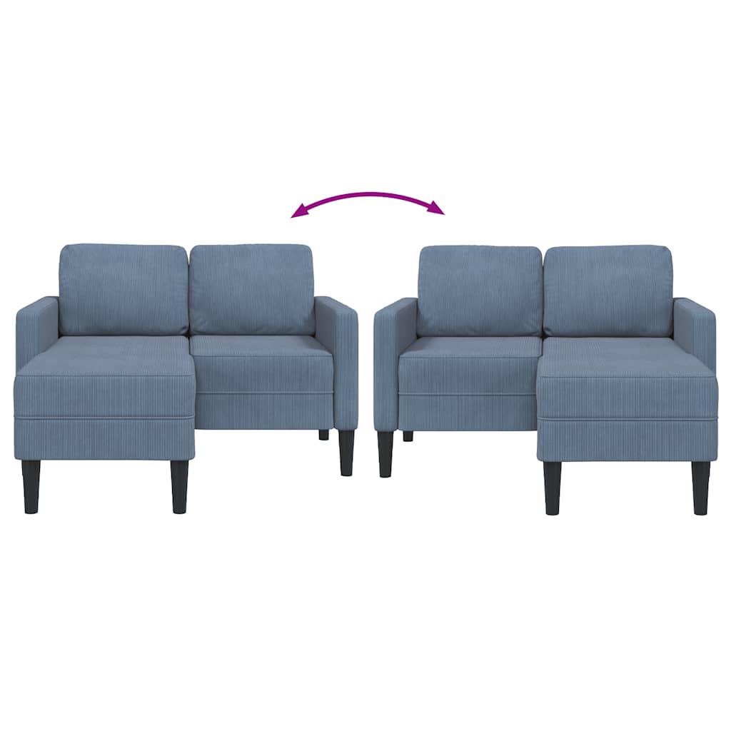 vidaXL Sofa 2-osobowa z leżanką w kształcie litery L, niebieska