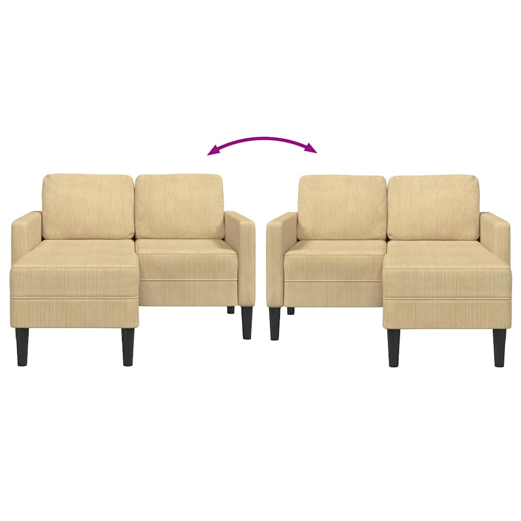 vidaXL Sofa 2-osobowa z szezlongiem w kształcie litery L Szarozielony