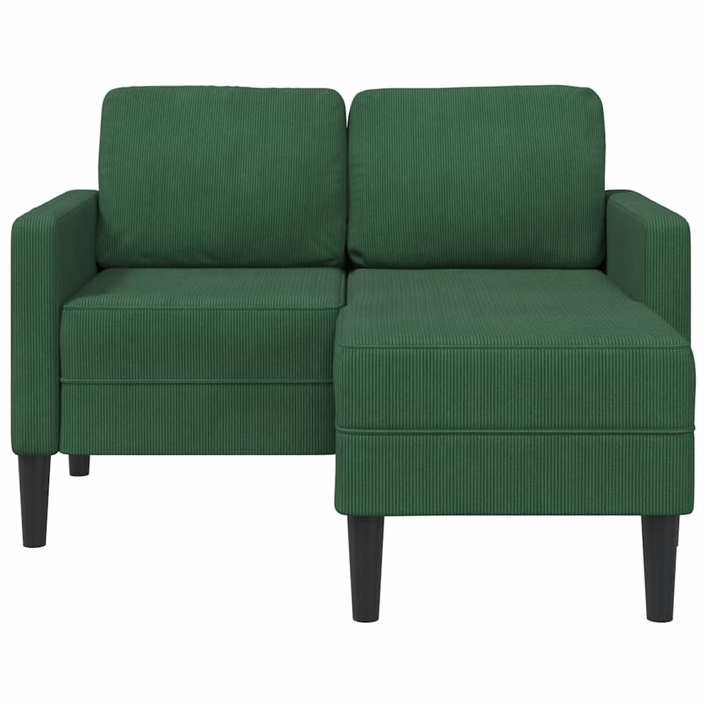 vidaXL Sofa 2-osobowa z szezlongiem w kształcie litery L, ciemnozielona