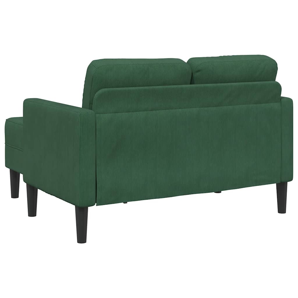 vidaXL Sofa 2-osobowa z szezlongiem w kształcie litery L, ciemnozielona