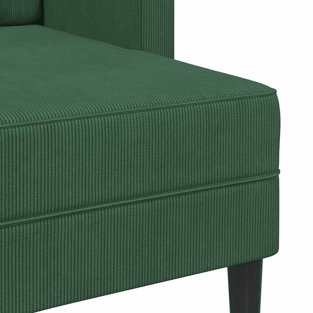 vidaXL Sofa 2-osobowa z szezlongiem w kształcie litery L, ciemnozielona