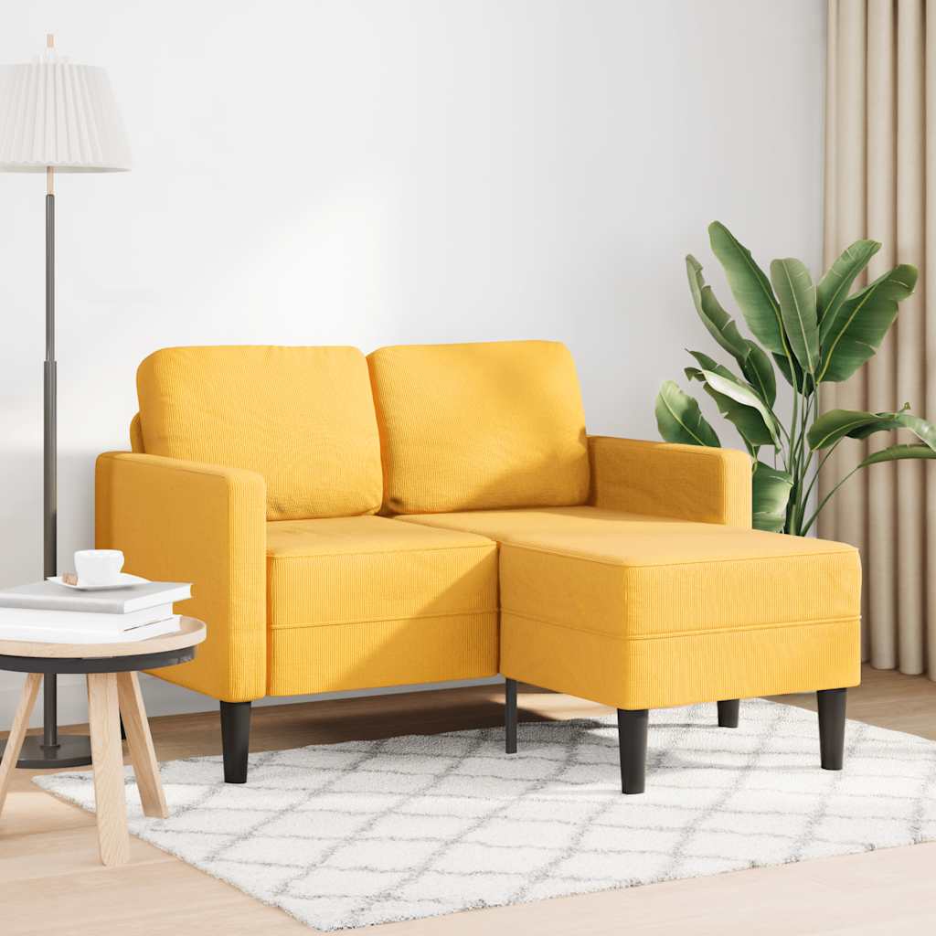 vidaXL Sofa 2-osobowa z leżanką w kształcie litery L Jasnożółta 125 cm