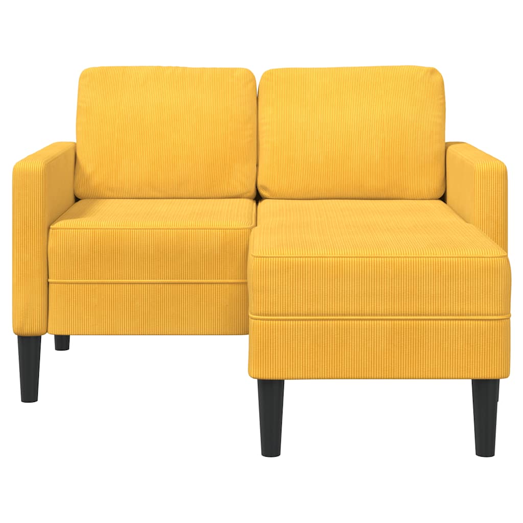 vidaXL Sofa 2-osobowa z leżanką w kształcie litery L Jasnożółta 125 cm