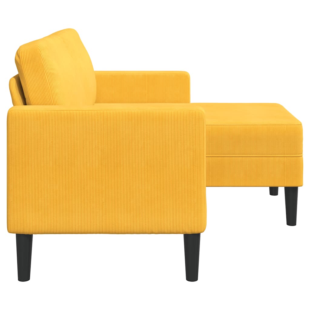 vidaXL Sofa 2-osobowa z leżanką w kształcie litery L Jasnożółta 125 cm