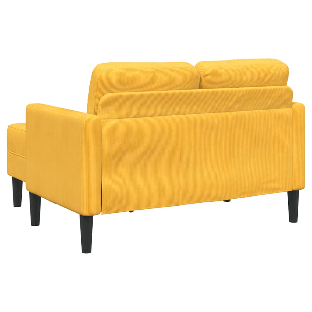 vidaXL Sofa 2-osobowa z leżanką w kształcie litery L Jasnożółta 125 cm