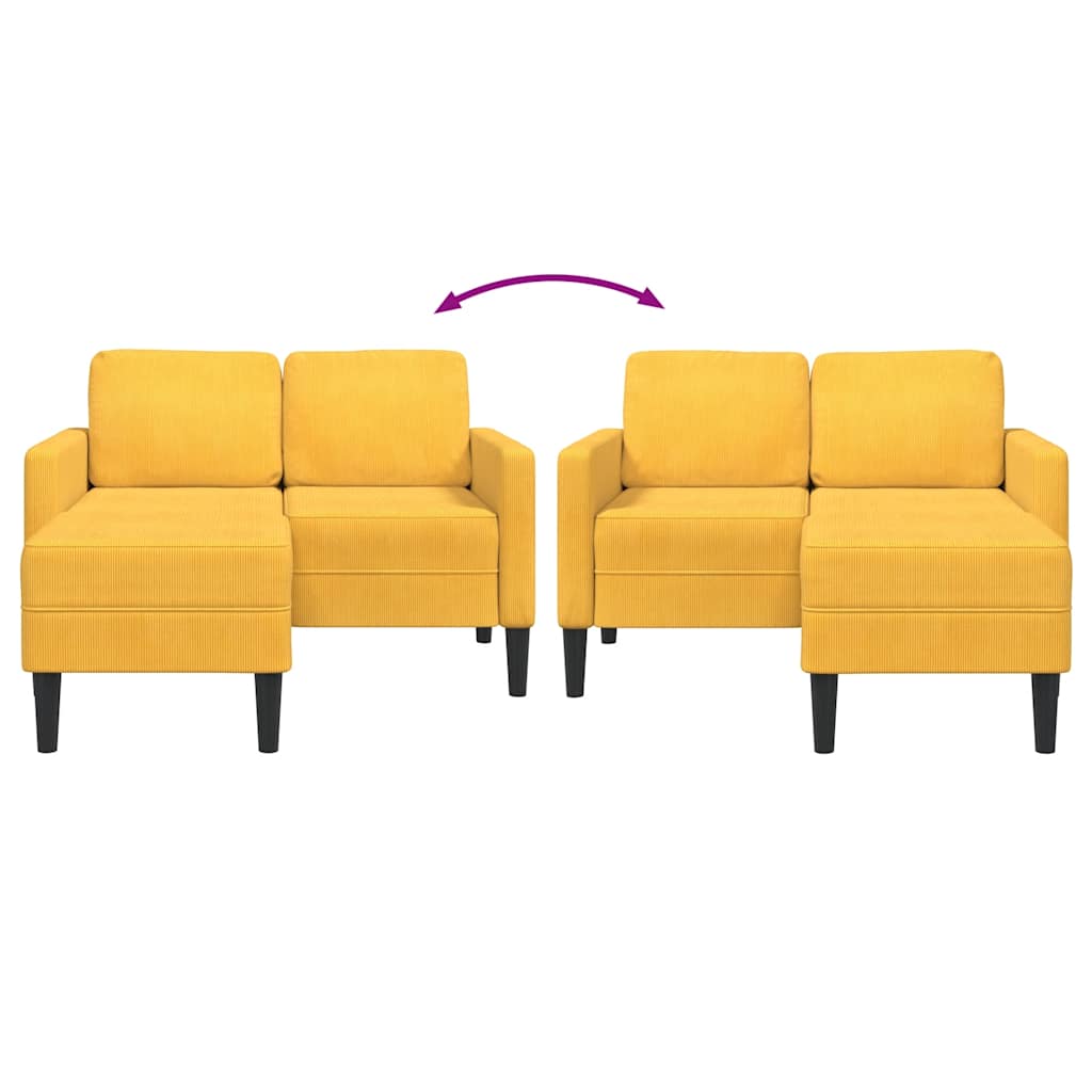 vidaXL Sofa 2-osobowa z leżanką w kształcie litery L Jasnożółta 125 cm