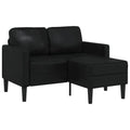 vidaXL Sofa 2-osobowa z szezlongiem w kształcie litery L, czarna, 125 cm, skóra ekologiczna
