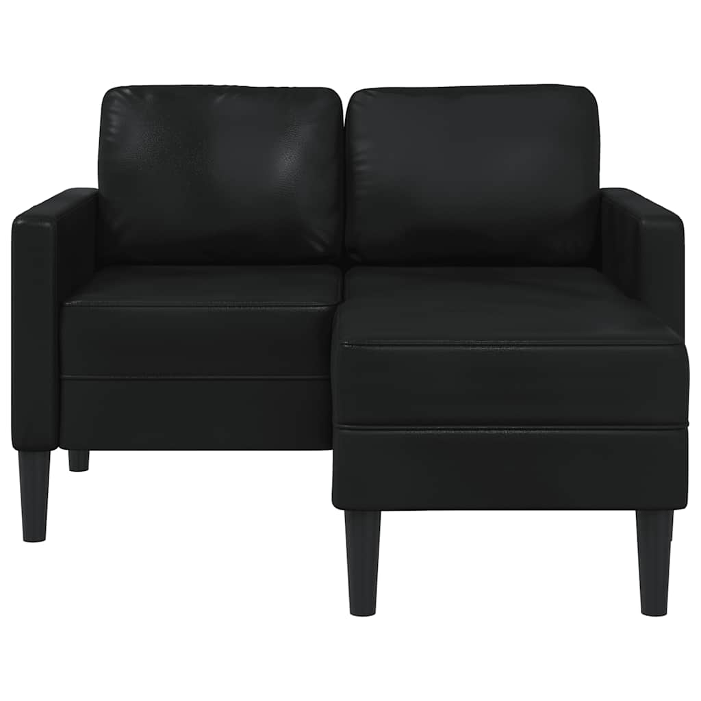 vidaXL Sofa 2-osobowa z szezlongiem w kształcie litery L, czarna, 125 cm, skóra ekologiczna
