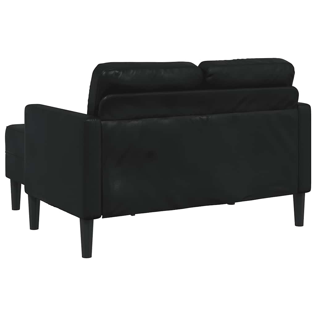 vidaXL Sofa 2-osobowa z szezlongiem w kształcie litery L, czarna, 125 cm, skóra ekologiczna