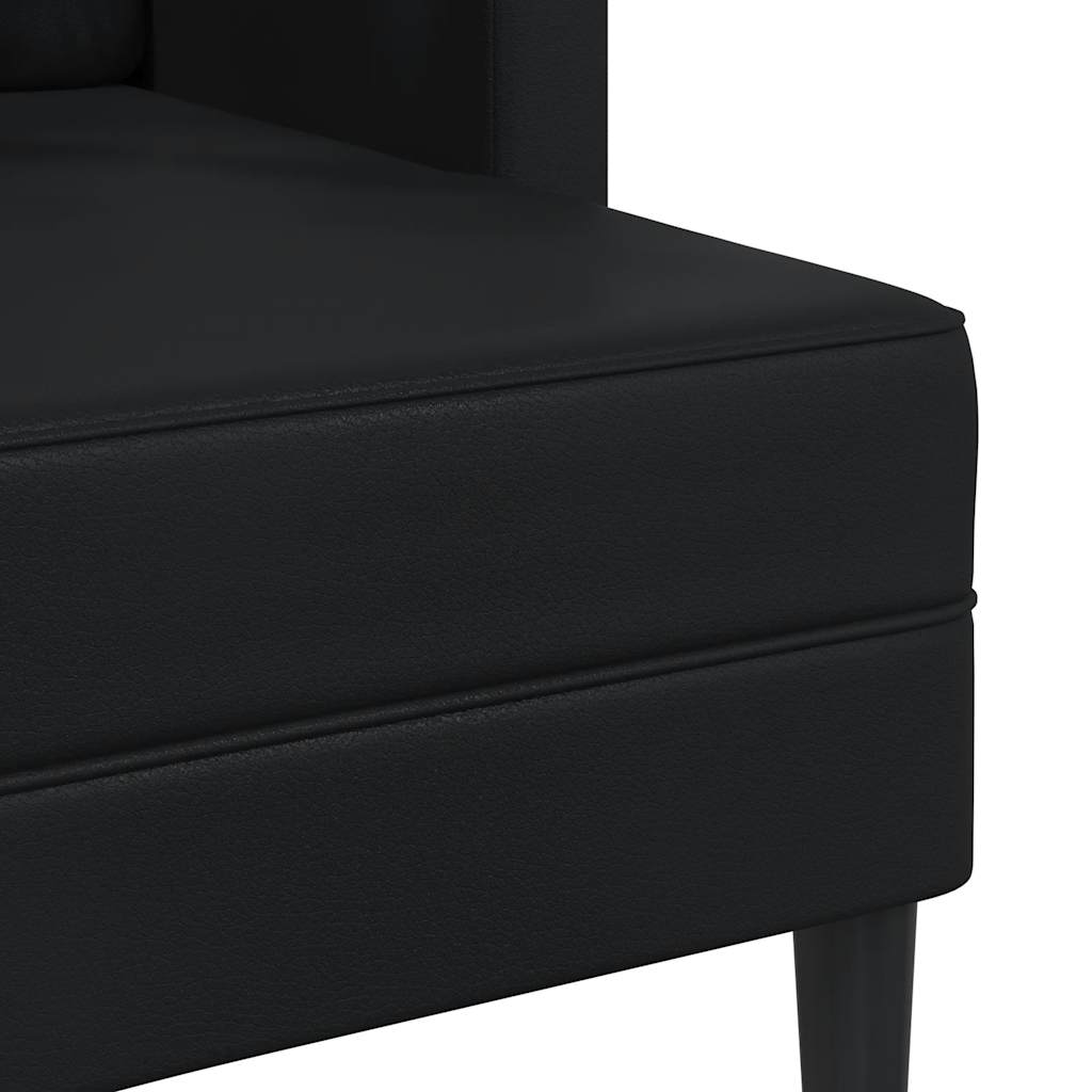 vidaXL Sofa 2-osobowa z szezlongiem w kształcie litery L, czarna, 125 cm, skóra ekologiczna