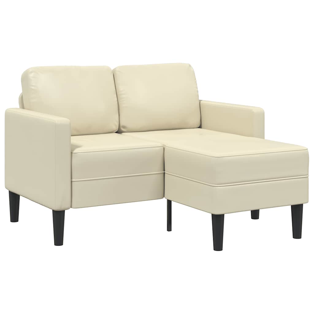 vidaXL Sofa 2-osobowa z leżanką w kształcie litery L, kremowa, 125 cm